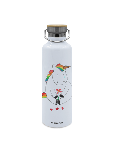 Mr. & Mrs. Panda Trinkflasche Einhorn Traurig ohne Spruch in Weiß
