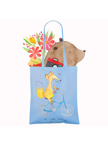 Mr. & Mrs. Panda Shopping Tasche Fuchs Fahrrad fahren ohne Spruch in Sky Blue