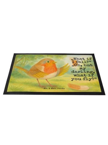 Mr. & Mrs. Panda fußmatte Rotkehlchen Federn Design mit Spruch in Weiß
