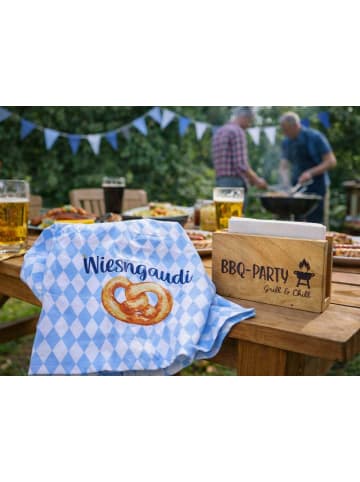 AltoBelli Geschirrtuch OKTOBERFEST Weiß Blau WIESNGAUDI mit Brezel
