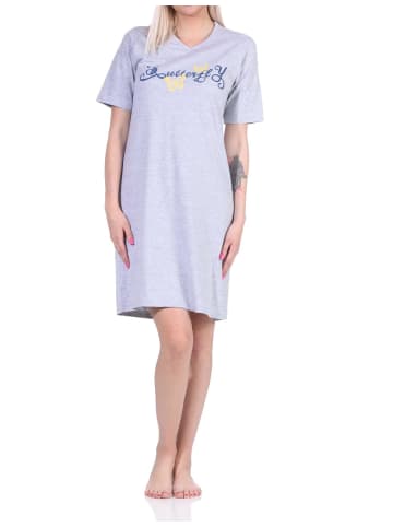 NORMANN kurzarm Nachthemd Schmetterling - 73189 in Grau