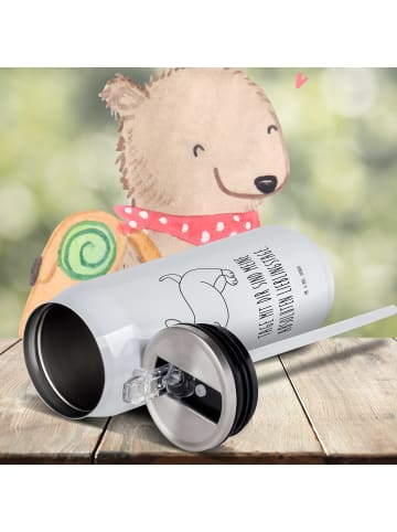 Mr. & Mrs. Panda Getränkedosen Trinkflasche Hund Dackel mit Spruch in Weiß