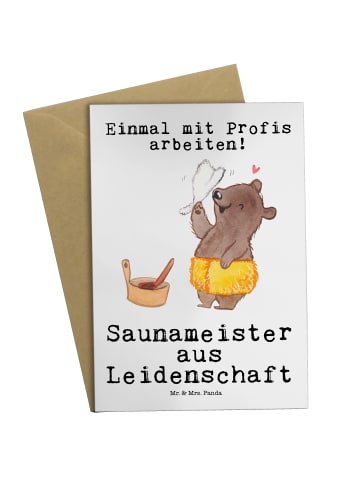 Mr. & Mrs. Panda neujahrskarte Saunameister Leidenschaft mit Spruch in Weiß