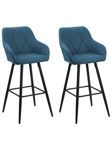 Beliani 2-tlg Barhocker DARIEN in Blau/Schwarz