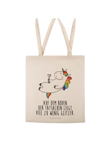 Mr. & Mrs. Panda tote bag Einhorn Blümchentail mit Spruch in Creme
