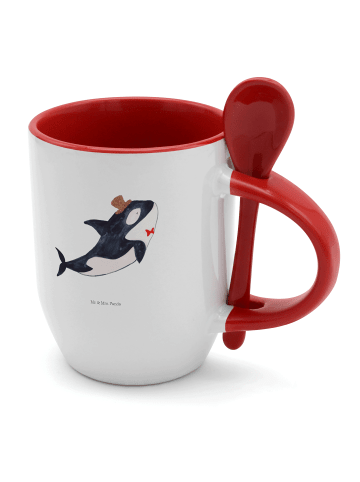 Mr. & Mrs. Panda Tasse mit Löffel Orca Zylinder ohne Spruch in Weiß