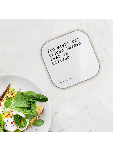 Mr. & Mrs. Panda Glasuntersetzer Ich steh' mit beiden... mit Spruch in Weiß