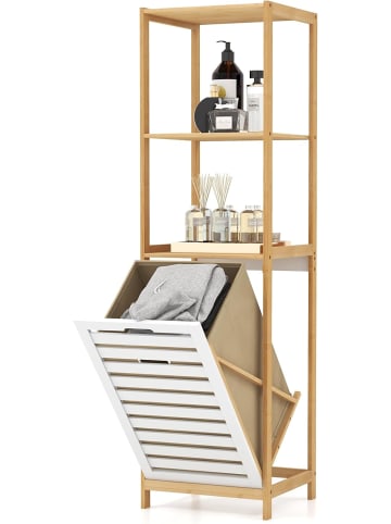 COSTWAY 4-stufig Wäschekorbschrank in Beige