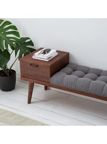 home24 home24 Garderobenbank aus Holzwerkstoff in Walnuss / Grau - 40 x 116 x 50 cm in Braun