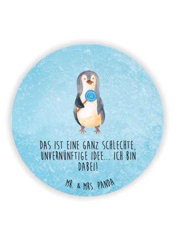 Mr. & Mrs. Panda Rund Magnet Pinguin Lolli mit Spruch in Eisblau