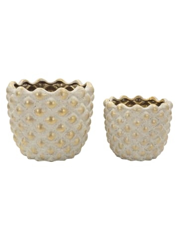 Mauro Ferretti Braunes Keramik-Übertopf-Set, zweiteilig, Ø 23 x 18 - 18,5 x 15,5 cm