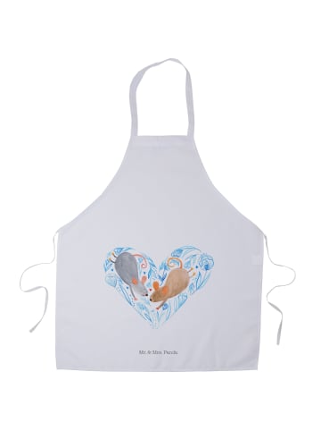 Mr. & Mrs. Panda Schürze Mäuse Herz ohne Spruch in Weiß