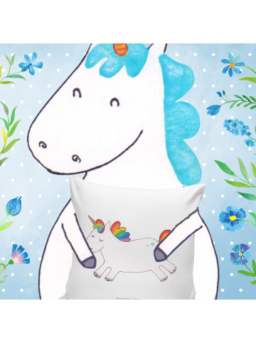 Mr. & Mrs. Panda Kissen 40x40 Einhorn Happy ohne Spruch in Weiß