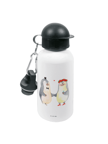 Mr. & Mrs. Panda Kindertrinkflasche Pinguin Heirat ohne Spruch in Weiß