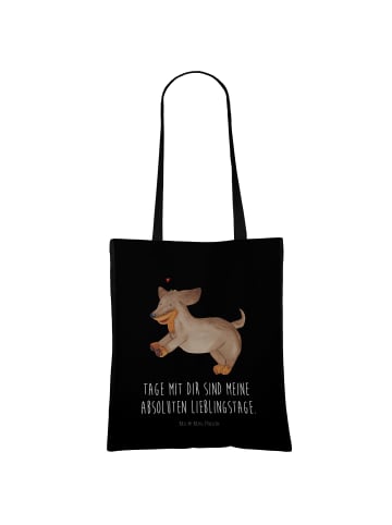 Mr. & Mrs. Panda Tasche Hund Dackel mit Spruch in Schwarz