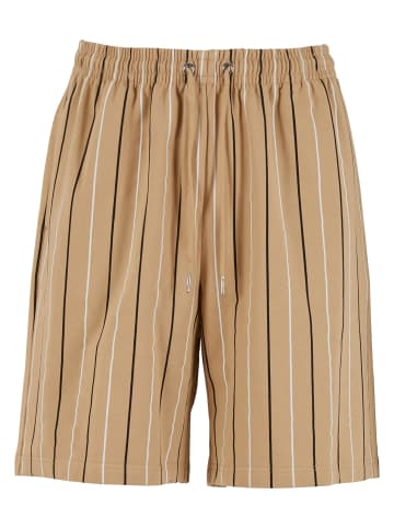 Urban Classics Urban Classics Printed Pinstripe Shorts in unionbeige/white/black