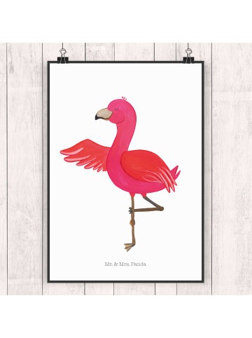 Mr. & Mrs. Panda Bild Flamingo Yoga ohne Spruch in Weiß