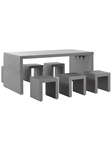 Beliani 7-tlg Gartentisch Set TARANTO in Grau