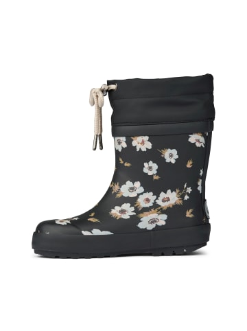 Wheat Gummistiefel Thermo Print in black flowers