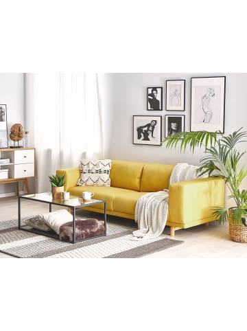 Beliani 3-Sitzer Sofa NIVALA in Gelb - (W) 220 x (H) 76 x (L) 84 cm