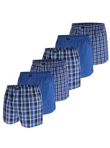 green panther Webboxershorts 6er Pack in Blau / Karo