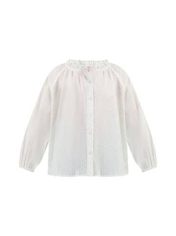 IZIA Mädchen Bluse in Wollweiss Mit Silber Streifen Und Punkten