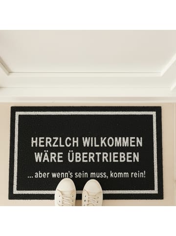 relaxdays Fußmatte "Willkommen" in Schwarz - 40 x 60 cm
