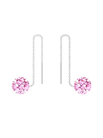 Alexander York Ohrringe OHRHÄNGER KETTE MIT ZIRKONIA rose in 925 Silber - 2-tlg. in silber