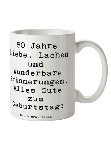 Mr. & Mrs. Panda Teepott Spruch 80. Geburtstag mit Spruch in Weiß