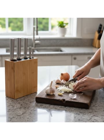 relaxdays Messerblock in Natur/ Schwarz - (B)23 x (H)26 x (T)11,5 cm