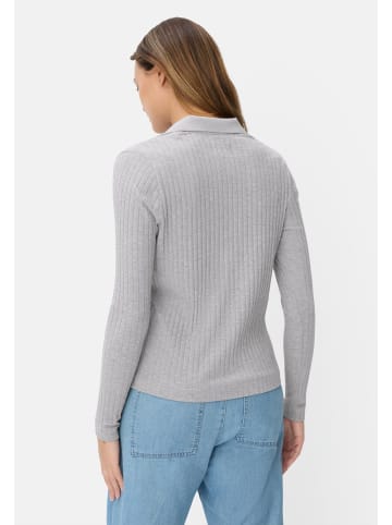 Camel Active Jersey-Shirt mit geripptem Kragen in Grau