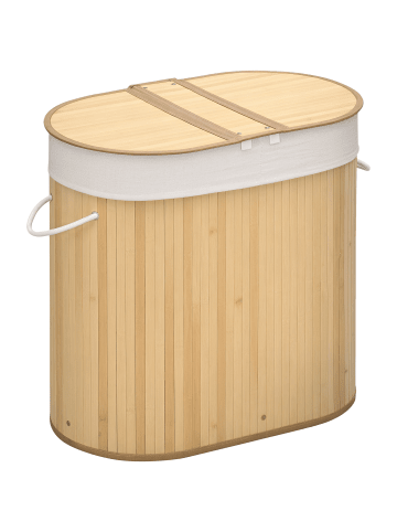 HOMCOM Wäschekorb-62,5L x 37B x 60,5H cm-Naturholz