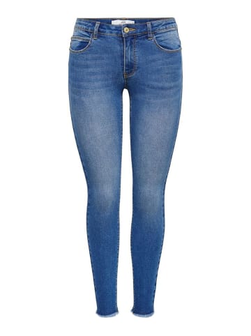 JACQUELINE de YONG Skinny Fit Jeans Ankle Cut JDYSONJA Stretch Hose mit Fransen in Blau