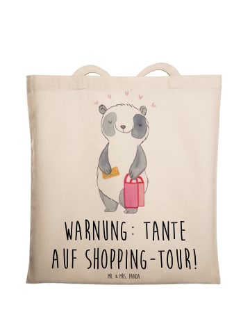 Mr. & Mrs. Panda Canvas Tasche Tante Shopping mit Spruch in Creme