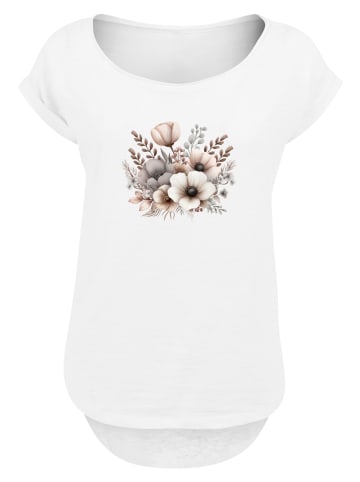 F4NT4STIC Long Cut T-Shirt Blumenstrauß Boho in weiß