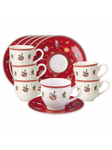 Villeroy & Boch 12er Set Espressotassen mit Untertassen Toy's Delight in Rot 70 ml in rot