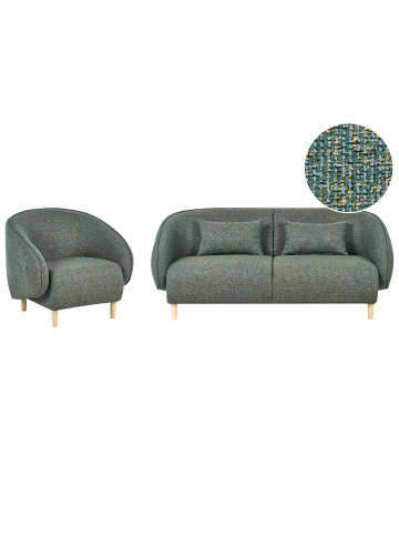Beliani 2-tlg 3-Sitzer Sofa UMEA  in Grün/Braun