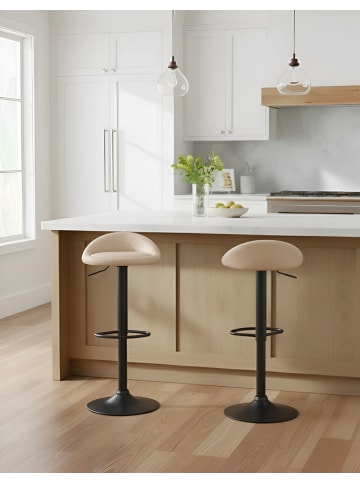 Beliani 2er-Set Drehhocker MEEDER in Beige/Schwarz