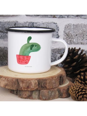 Mr. & Mrs. Panda Emaille Tasse Kaktus Mama ohne Spruch in Weiß