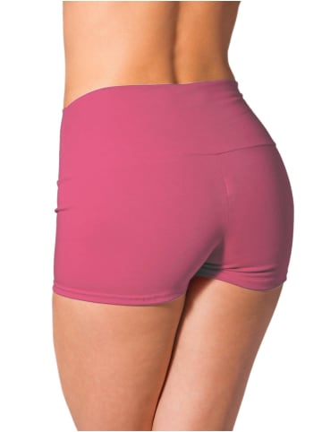 Alkato Alkato Damen Sport Shorts mit Hohem Bund in dunkelrosa