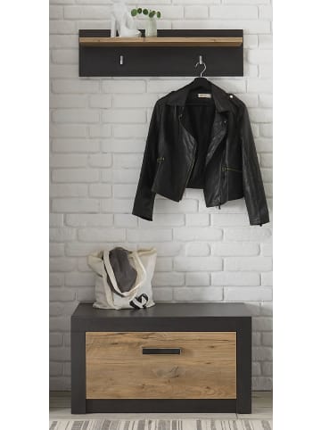 Furn.Design Garderobenpaneel Kastanie und grau Fresco , Flur Wandgarderobe, 80 x 23 cm