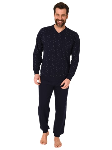 NORMANN langarm Schlafanzug Pyjama Bündchen in marine