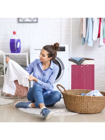 relaxdays 2 x Eckwäschekorb in Violett - (B)49,5 x (H)65 x (T)37 cm