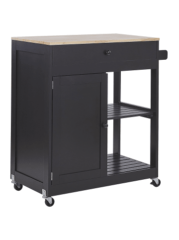 Beliani Servierwagen TRAPANI in Schwarz/Braun - (W) 75 x (H) 87 x (L) 44 cm