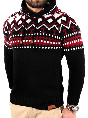 RESLAD Strickpullover Norweger in schwarz-rot