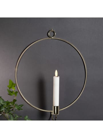 STAR Trading Dekoring mit LED Stabkerze Wanddeko Kerzenhalter D: 28cm in gold