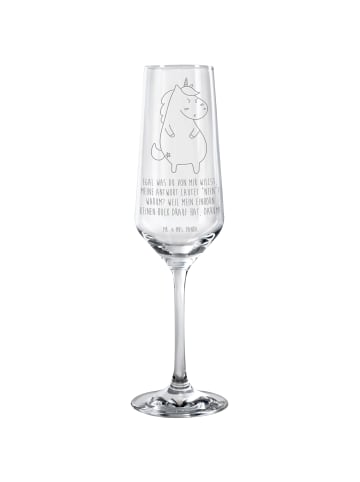 Mr. & Mrs. Panda Sektglas mit Gravur Einhorn Wut mit Spruch in Transparent
