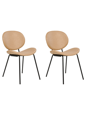Beliani 2er-Set Esszimmerstuhl LUANA in Beige/Schwarz