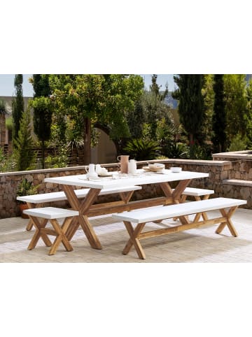Beliani 5-tlg Gartentisch Set OLBIA in Weiß/Braun