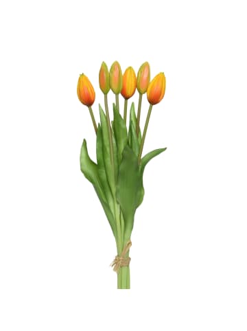 MARELIDA Tulpenbund mit 6 Blüten in orange - H: 40cm